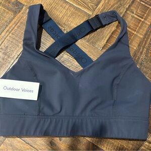 Outdoor Voices NWT Circuit Bra Cross Back Size S/M B Cup in Dark Sky